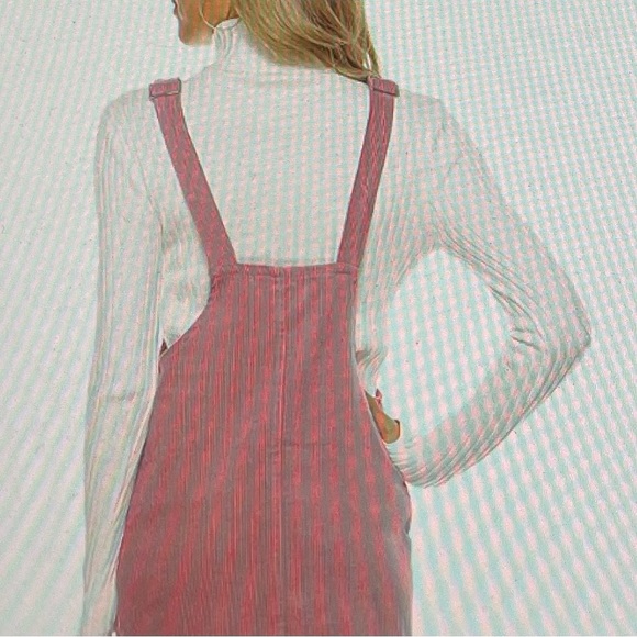 Pink corduroy overall bib pinafore suspender dress, size S Barbiecore boho - Picture 4 of 16